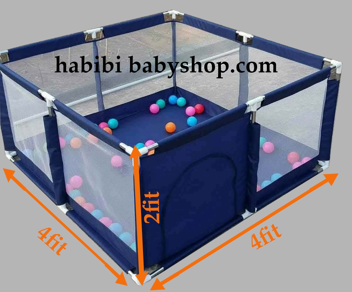 মিডিয়াম সাইজ বেবি খেলার প্লেপেন BLUE COLOUR (৫০ বল + ফোম ম্যাট ফ্রি)