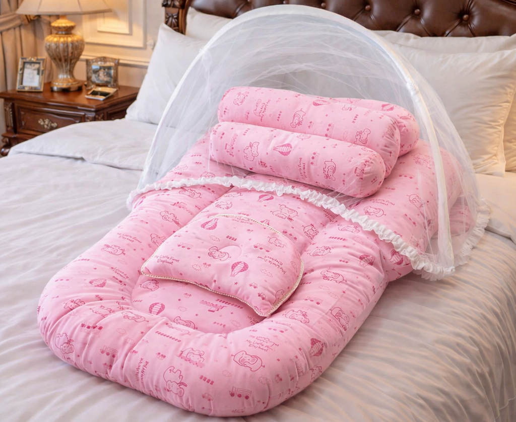 Baby Bed With Mosquito Net And Pillow 02