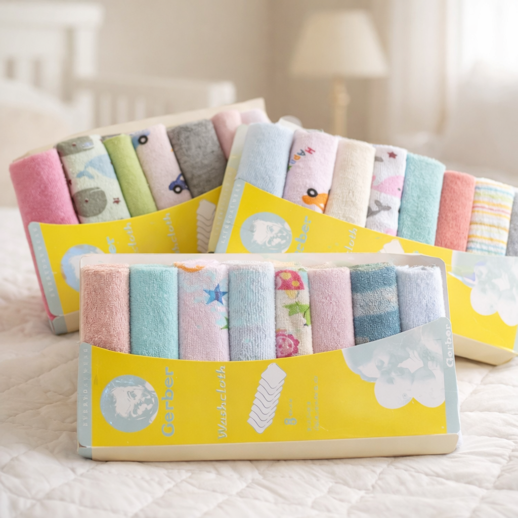 Gerber 8 Piece Pack Washcloth Bimpo Square Face Towel